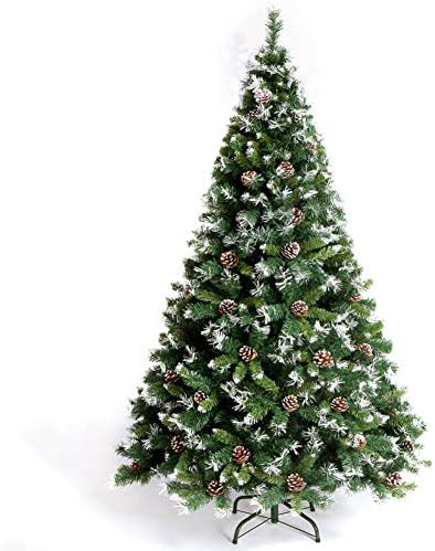 Коледна елха, Украсена с борови шишками ZPEE Snow Flocked, Материал Изкуствена бор на оса от PVC с Метална стойка, Коледна украса с автоматично