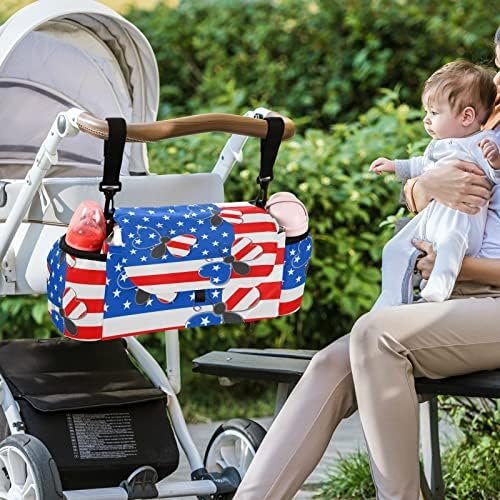 Ден на независимостта флаг на САЩ организатор количка с притежателя чаша универсална инвалидна количка организатор чанта, подвижна презрамка