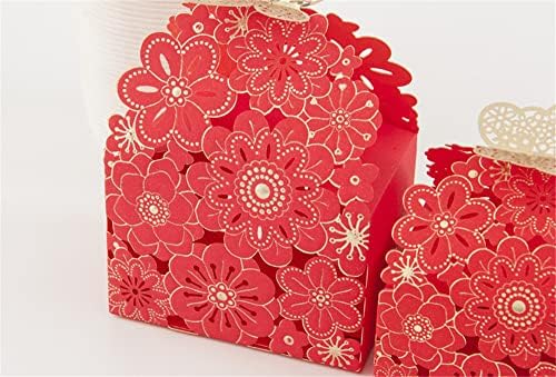 LQBYWL Сватбени Сувенири, Кутии за Подаръци, Ковчег, Кутии за Сватбени подаръци Хартиена Кутия за Бонбони, Цветя, Куха Подарък Кутия