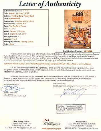 Постер на Теорията на Големия Взрив с множество Автографи на 11X17 6 Коли Cuoco Galecki JSA XX29804