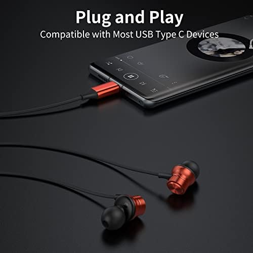 Слушалки, USB C,Слушалки, USB Type C, Жични Слушалки-втулки с Магнитен шумопотискане, Слушалки с микрофон за iPad Pro Samsung Galaxy