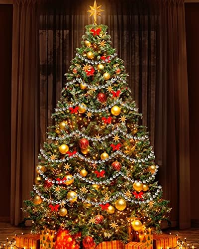 ABONDEVER 60,5 Фута Коледно Дърво, Мъниста Венец Декор Изкуствен Пластмасов Перли, Мъниста Ролка за Коледно Вечерни Сватбени Декорации