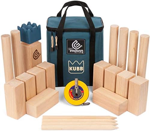 Комплект от Каучуково дърво GETMOVIN SPORTS Kubb Премиум-клас, е Забавна игра на шах Викингите на открито в двора, Гигантска игра на