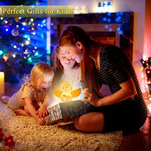 Лека нощ VEEKI за деца, Нощни нощна светлина във формата на Ангел с 7 Цветя, USB Акумулаторна Мек Силиконов Сладък Led нощна светлина за детска стая,, Подарък за малки деца,
