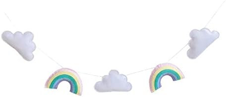 Bemeet 5-футовое Войлочное Монтиране на украса с облаците и Дъга (комплект от 1), Гирлянда с Облаците и Радугами, Стенни Венец за Детска