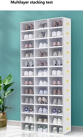 Кутия за съхранение на обувки HUKSXZ, Прозрачна Пластмасова Штабелируемый Органайзер за обувки за кабинет, Компактни Сгъваеми Контейнери