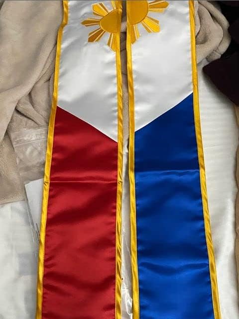 Филипините Бродирана Флаг Абитуриентски Открадна Шал-Кушак Filipino Heritage Grad