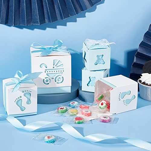 Кутии бонбони за детската душа PH PandaHall, Кутии с шоколадови бонбони за детска Количка с образа на Мечка, Книжен Подарък Кутия за