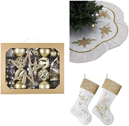 Комплект коледни бижута от бяло злато Severin Madelyn (3 предмет), 100-каратные украса за Коледните топки + 48-инчов Пола за Коледно
