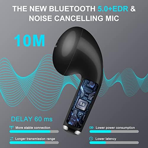 Безжични слушалки DNCG Bluetooth Слушалки с 30-часов цикъл на възпроизвеждане Вграден микрофон стерео слушалки Звук IP5 Водоустойчиви