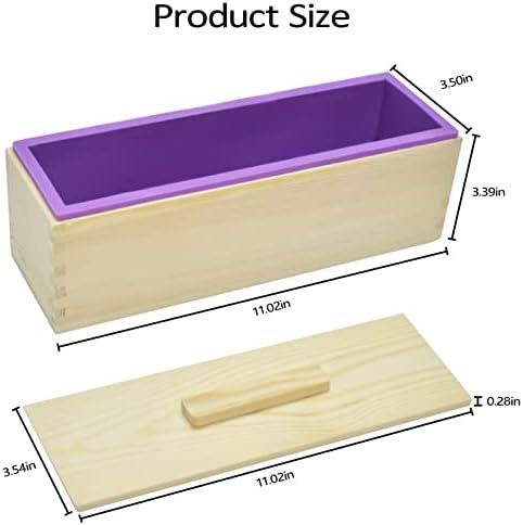 Набор от Форми за рязане на сапун Artcome Лоуф, Правоъгълна Силиконова Форма за сапун на 42 грама, Дървена кутия от 2 теми с капак, Регулируем