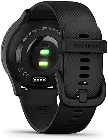 Плейбеттер Garmin vivomove Sport (черно / Шистовият) Хибридни Умен часовник Power Пакет - 2022, часовници с пульсометром, преносимо зарядно