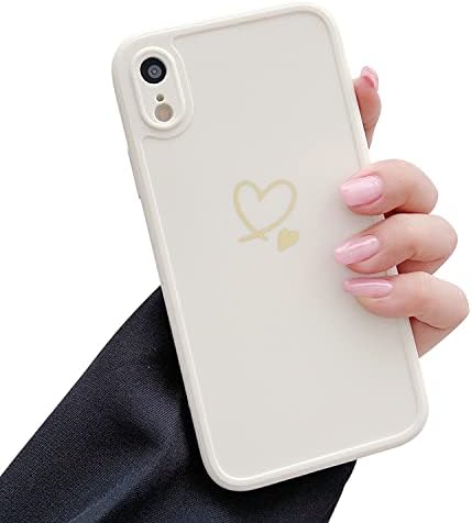HJWKJUS е Съвместим с калъф iPhone XR за жени и момичета, с Хубав Дизайн във формата на Сърце, Лъскав Мек Тънък Защитен Броня от TPU,