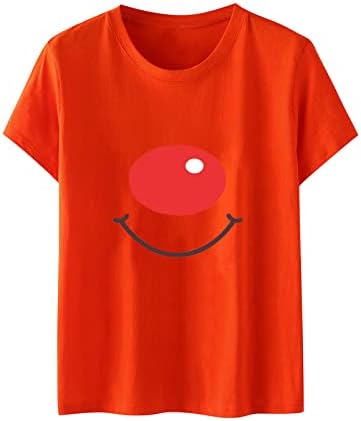 Летни Потници за Жени, Скъпа Забавна Тениска с изображение на Червен Нос, Ежедневни Реколта Тениска с Къс Ръкав, Модни Блузи с кръгло деколте