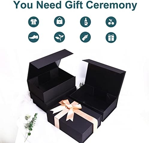 URbantin Голяма Черна Подарък кутия с капак (35,5x24,5x11,9 см), Подарък кутия с магнитна закопчалка, Кутия за предложения приятелките