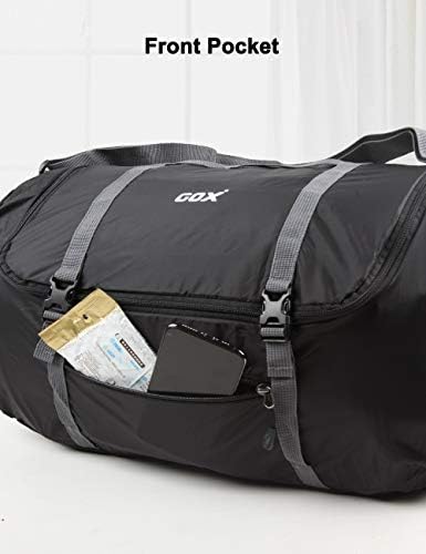 GOX Сгъваема Пътна Спортна чанта за носене във Фитнеса, Лека Водоустойчива Найлонова чанта-тоут за багаж За Мъже и Жени 40Л (черен)