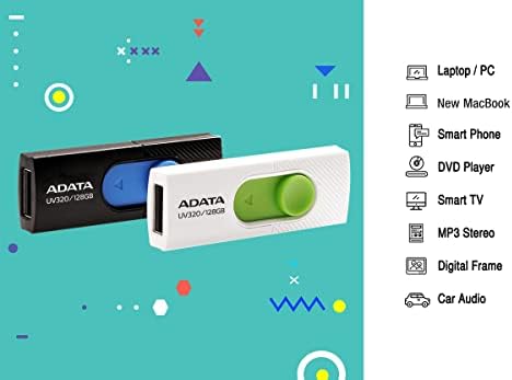 Флаш памет ADATA UV320 USB 3.1 капацитет от 128 GB с най-бързо се движат, черен (AUV320-128G-RBKBL)