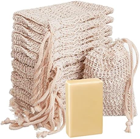 15 Опаковки на сапун, Чанта за съхранение на сапун от естествен сезал TACYKIBD с завязками, Ексфолиращ Торбичка за сапун на Пяна, Сушащая